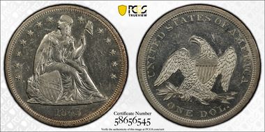 1843 $1 AU58