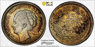 1944-P 25C Acorn privy mark MS66