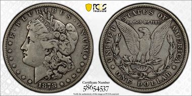 1878 8TF $1 VAM 5 Doubled RIB VF20