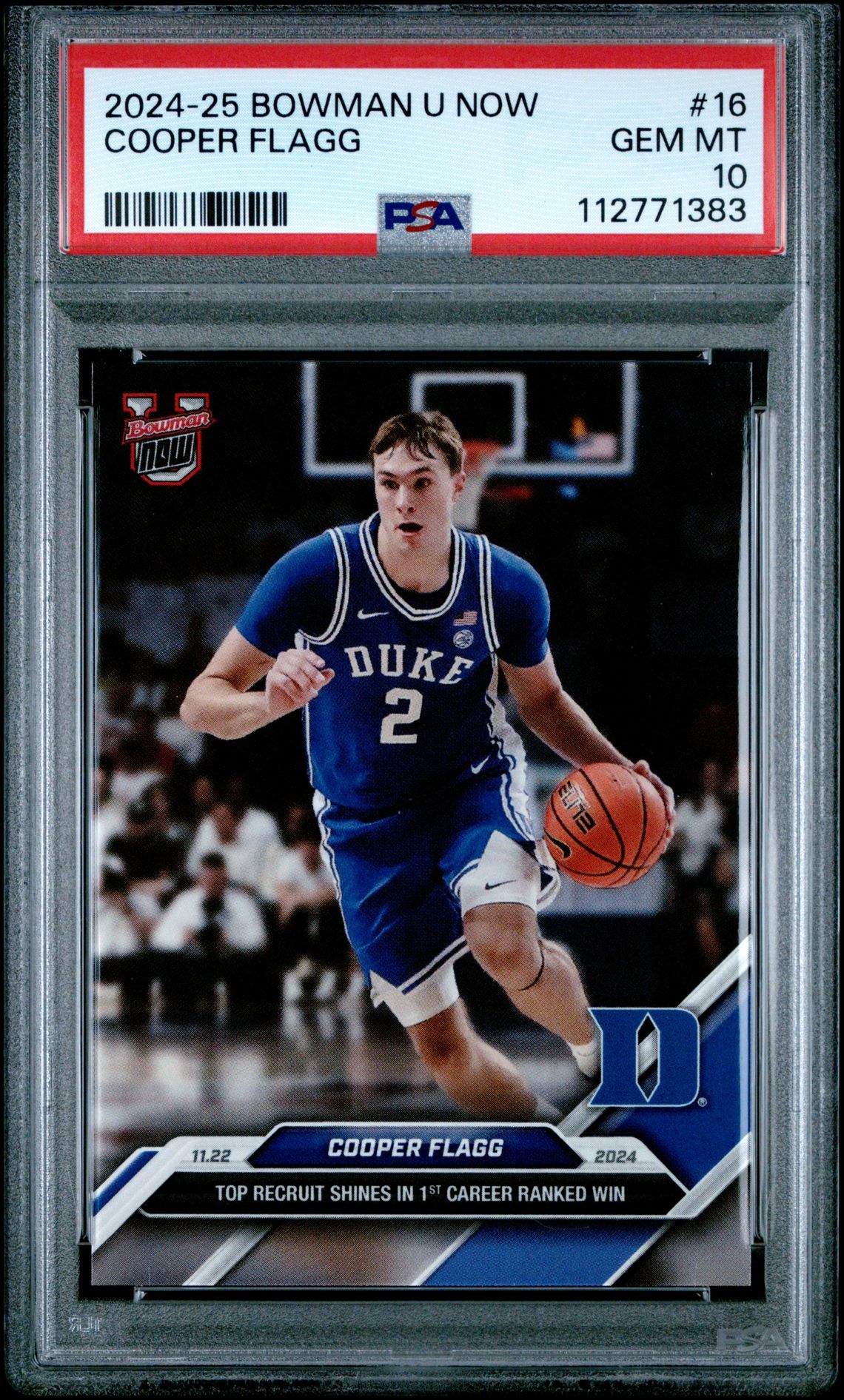 2024 BOWMAN U NOW COOPER FLAGG  16 GEM MT 10 front