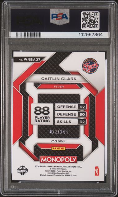 2024 Panini Prizm Monopoly Wnba Insert Caitlin Clark #27 (Insert-Pink Prizm) Gem Mt 10 back
