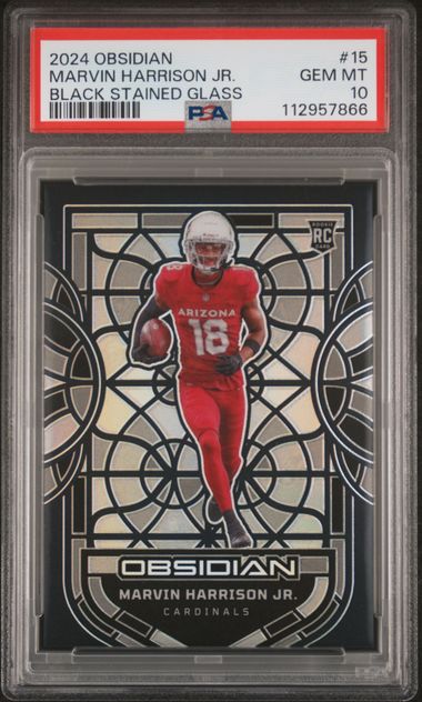 2024 Panini Obsidian Black Stained Glass Marvin Harrison Jr. #15 Gem Mt 10 front