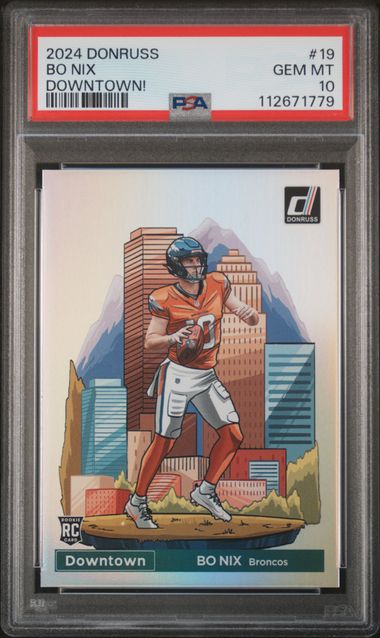 2024 Panini Donruss Downtown! Bo Nix #19 Gem Mt 10 front