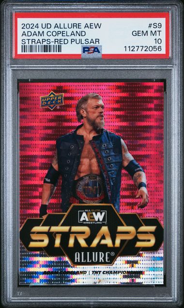 2024 Upper Deck Allure Aew Straps Adam Copeland #S9 (Straps-Red Pulsar) Gem Mt 10 front