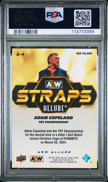 2024 Upper Deck Allure Aew Straps Adam Copeland #S9 (Straps-Red Pulsar) Gem Mt 10 back