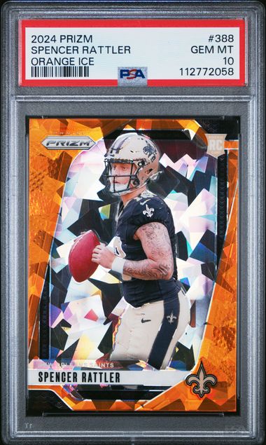 2024 Panini Prizm Spencer Rattler #388 (Orange Ice) Gem Mt 10 front