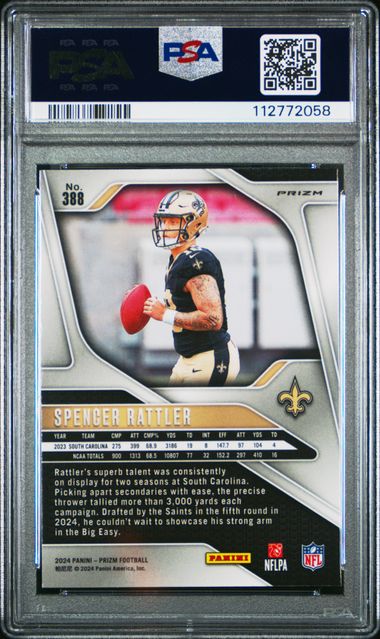 2024 Panini Prizm Spencer Rattler #388 (Orange Ice) Gem Mt 10 back