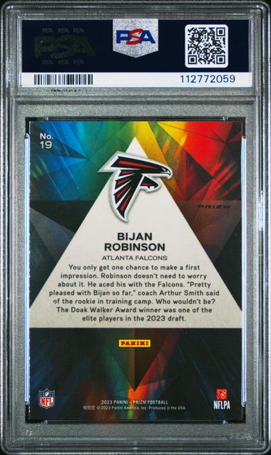 2023 Panini Prizm Prizmatic Bijan Robinson #19 (Prizmatic-Green Ice) Gem Mt 10 back