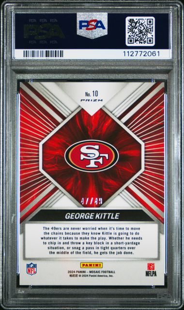 2024 Panini Mosaic Overdrive George Kittle #10 (Overdrive-Purple) Gem Mt 10 back