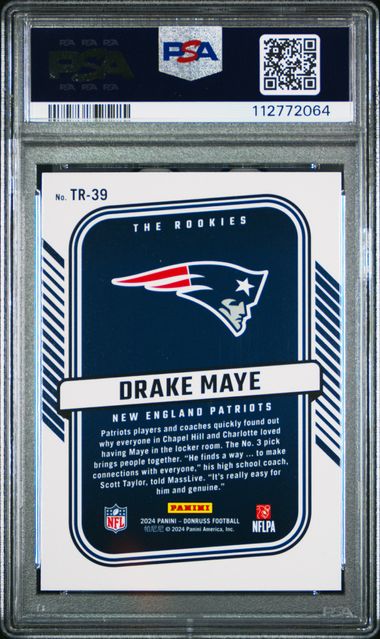 2024 Panini Donruss The Rookies Drake Maye #Tr39 Gem Mt 10 back