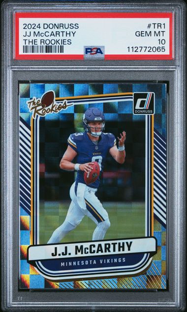 2024 Panini Donruss The Rookies Jj Mccarthy #Tr1 Gem Mt 10 front