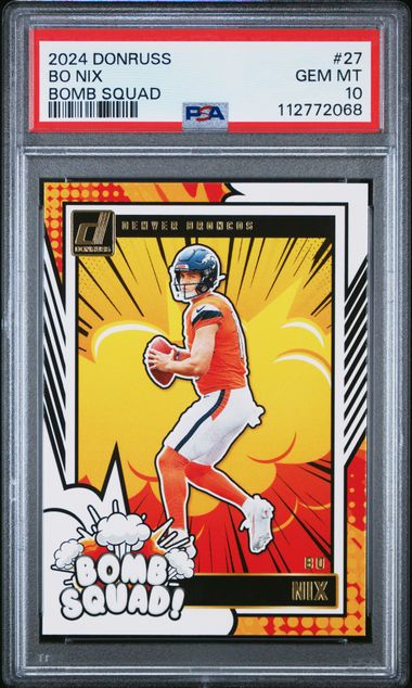 2024 Panini Donruss Bomb Squad Bo Nix #27 Gem Mt 10 front