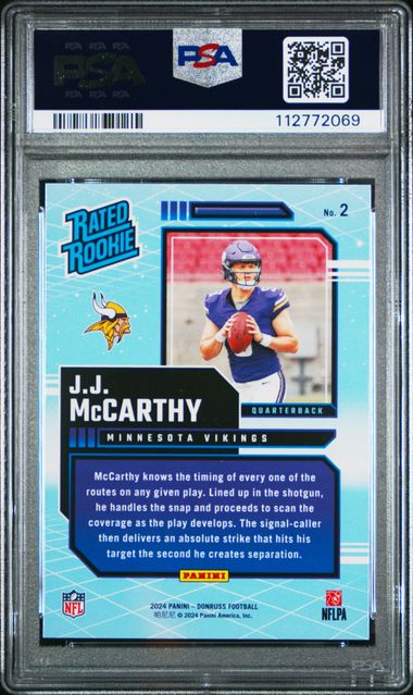 2024 Panini Donruss Rated Rookies Retro Jj Mccarthy #2 Gem Mt 10 back