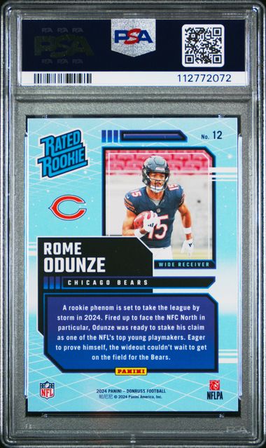 2024 Panini Donruss Rated Rookies Retro Rome Odunze #12 Gem Mt 10 back