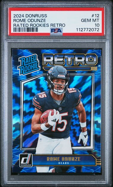 2024 Panini Donruss Rated Rookies Retro Rome Odunze #12 Gem Mt 10 front