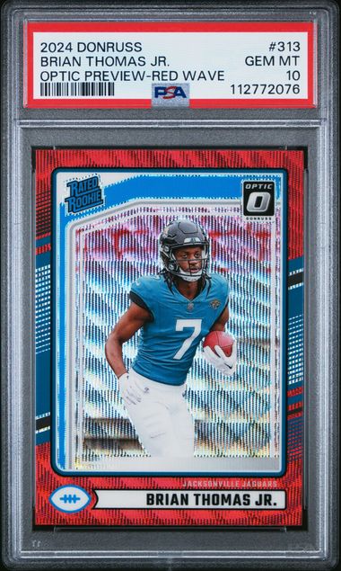2024 Panini Donruss Brian Thomas Jr. #313 (Optic Preview-Red Wave) Gem Mt 10 front