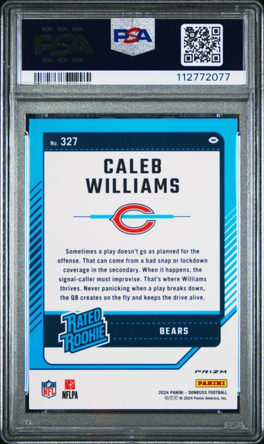 2024 Panini Donruss Caleb Williams #327 (Optic Preview-Red Wave) Mint 9 back