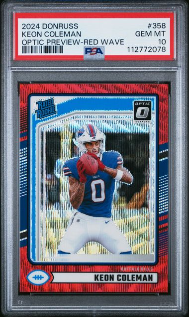 2024 Panini Donruss Keon Coleman #358 (Optic Preview-Red Wave) Gem Mt 10 front