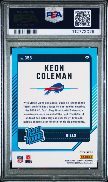 2024 Panini Donruss Keon Coleman #358 (Optic Preview-Red Wave) Gem Mt 10 back