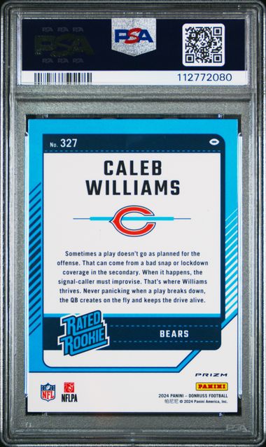 2024 Panini Donruss Caleb Williams #327 (Optic Preview-Pink) Gem Mt 10 back