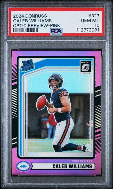 2024 Panini Donruss Caleb Williams #327 (Optic Preview-Pink) Gem Mt 10 front
