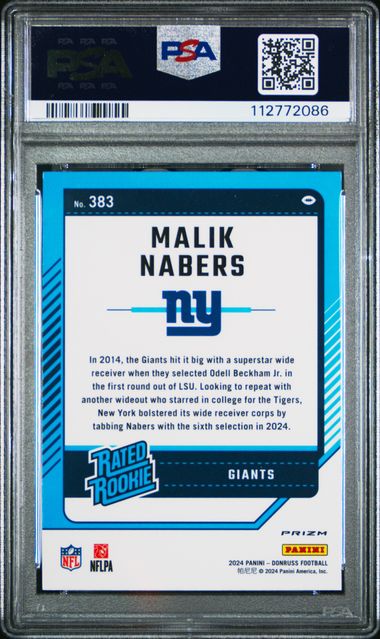 2024 Panini Donruss Malik Nabers #383 (Optic Preview-Pink) Gem Mt 10 back