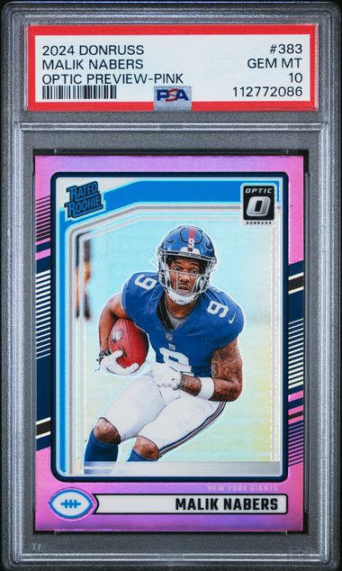 2024 Panini Donruss Malik Nabers #383 (Optic Preview-Pink) Gem Mt 10 front