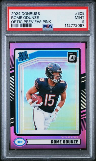 2024 Panini Donruss Rome Odunze #309 (Optic Preview-Pink) Mint 9 front