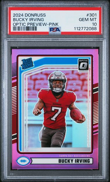 2024 Panini Donruss Bucky Irving #301 (Optic Preview-Pink) Gem Mt 10 front