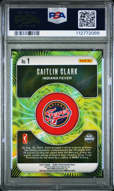 2024 Panini Prizm Wnba Fractal Caitlin Clark #1 Gem Mt 10 back