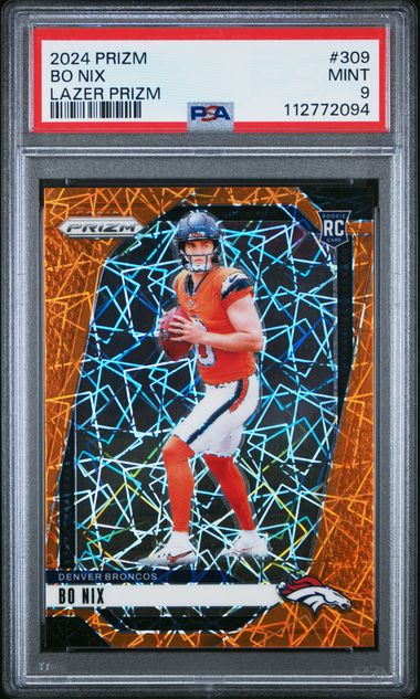 2024 Panini Prizm Bo Nix #309 (Lazer Prizm) Mint 9 front
