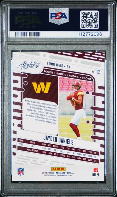 2024 Panini Absolute Jayden Daniels #102 Gem Mt 10 back