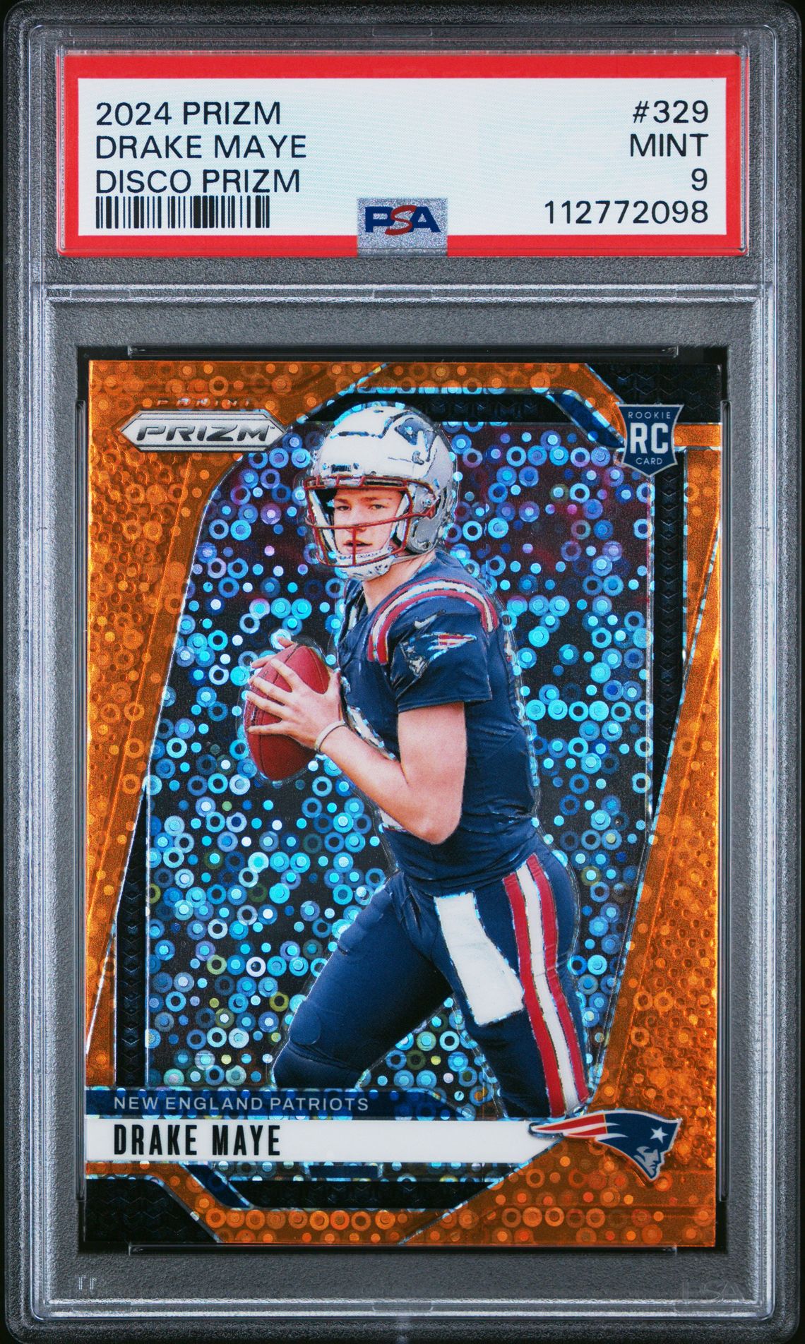 2024 Panini Prizm Drake Maye #329 (Disco Prizm) Mint 9 front