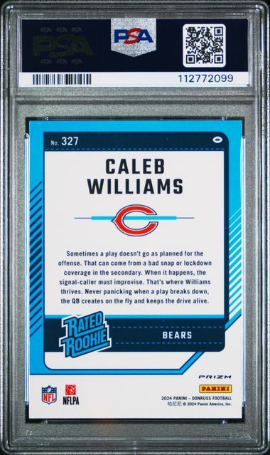 2024 Panini Donruss Caleb Williams #327 (Optic Preview-Blue Scope) Mint 9 back