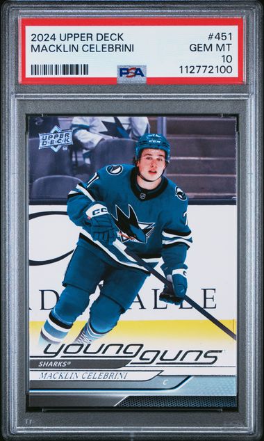 2024 Upper Deck Macklin Celebrini #451 Gem Mt 10 front