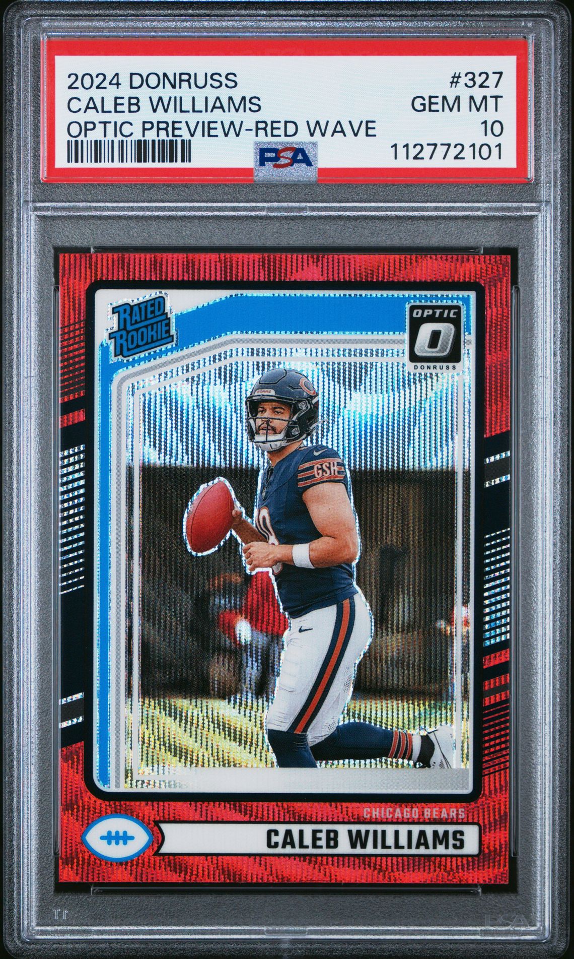 2024 Panini Donruss Caleb Williams #327 (Optic Preview-Red Wave) Gem Mt 10 front