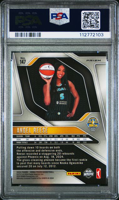 2024 Panini Prizm Wnba Angel Reese #147 (Blue Velocity) Gem Mt 10 back