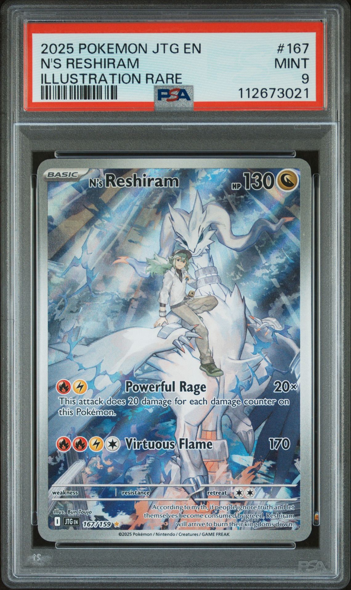 2025 Pokemon Jtg En-Journey Together N's Reshiram #167 (Illustration Rare) Mint 9 front