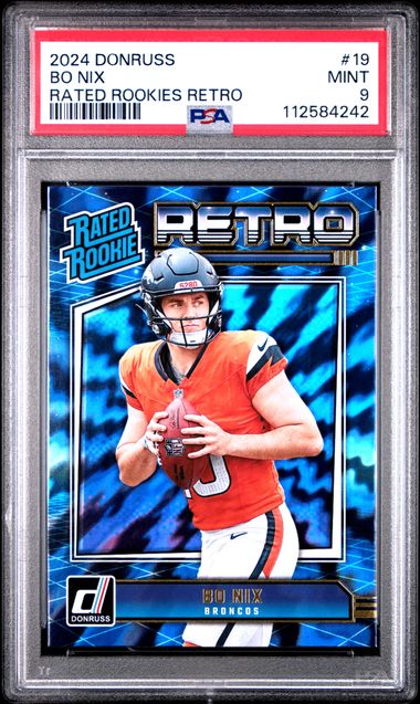 2024 Panini Donruss Rated Rookies Retro Bo Nix #19 Mint 9 front