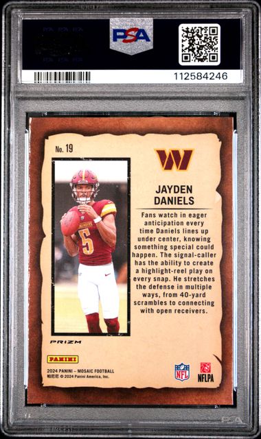 2024 Panini Mosaic Notoriety Jayden Daniels #19 (Notoriety-Green) Nm-Mt 8 back