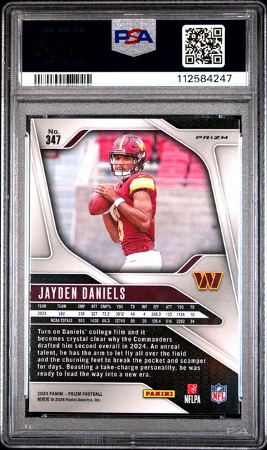 2024 Panini Prizm Jayden Daniels #347 (Red/White/Blue Prizm) Nm-Mt 8 back