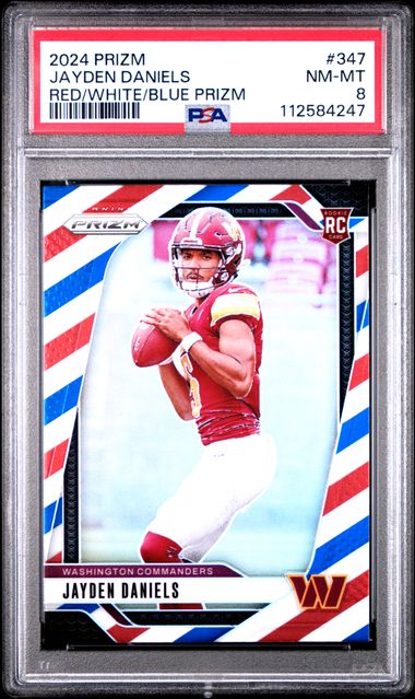 2024 Panini Prizm Jayden Daniels #347 (Red/White/Blue Prizm) Nm-Mt 8 front