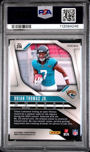2024 Panini Prizm Brian Thomas Jr. #314 (Red/White/Blue Prizm) Mint 9 back