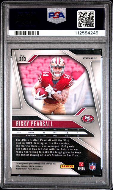 2024 Panini Prizm Ricky Pearsall #383 (Autograph-Pink Prizm) Nm-Mt 8 back