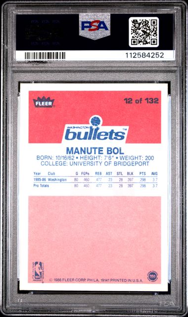 1986 Fleer Manute Bol #12 Mint 9 back