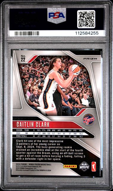 2024 Panini Prizm Wnba Caitlin Clark #22 (Orange Ice) Gem Mt 10 back