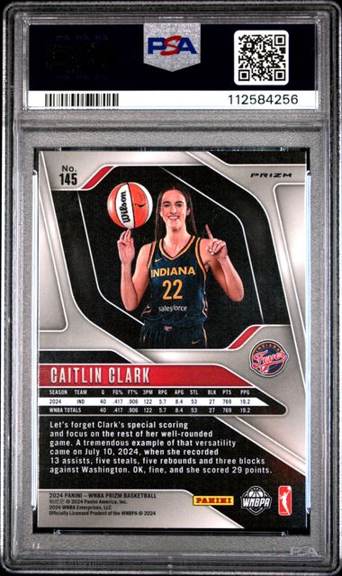 2024 Panini Prizm Wnba Caitlin Clark #145 (Blue Velocity) Nm-Mt 8 back