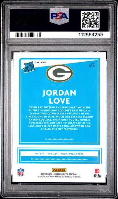 2020 Panini Donruss Optic Jordan Love #154 (Pink) Mint 9 back