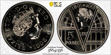 2001 £5 S-L9 Victorian Ann. Cu/Ni MS69