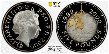 2000 £5 S-L7B Millennium Ag PR69DCAM